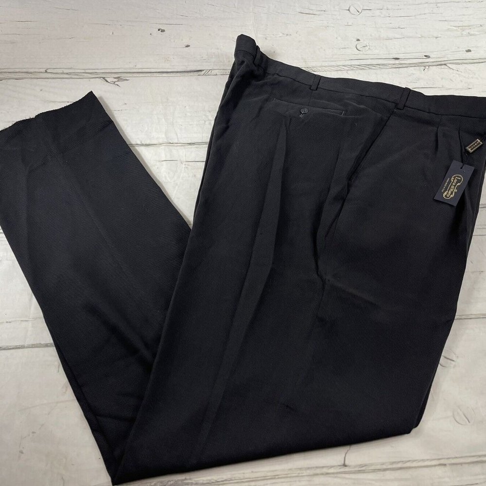 Luca diMarco Italy Mens Textured Black Luxury Dress Pants 52L Waist Unhemmed NWT